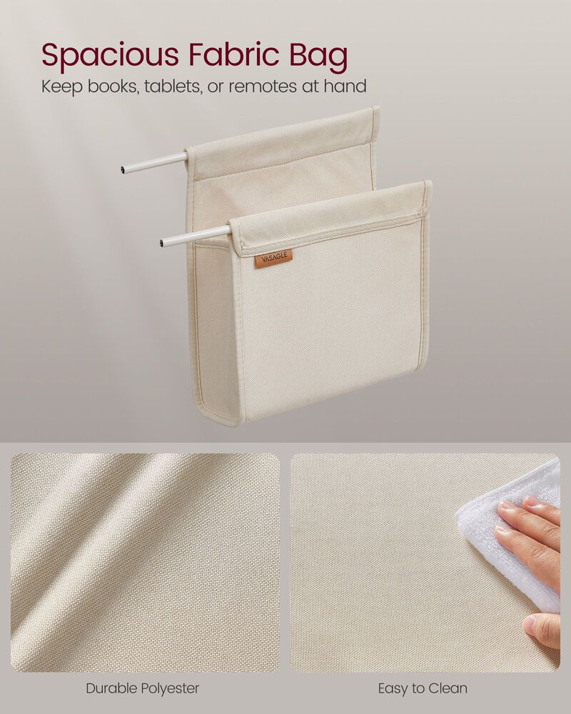 C-Shaped Side Table with Fabric Storage Bag