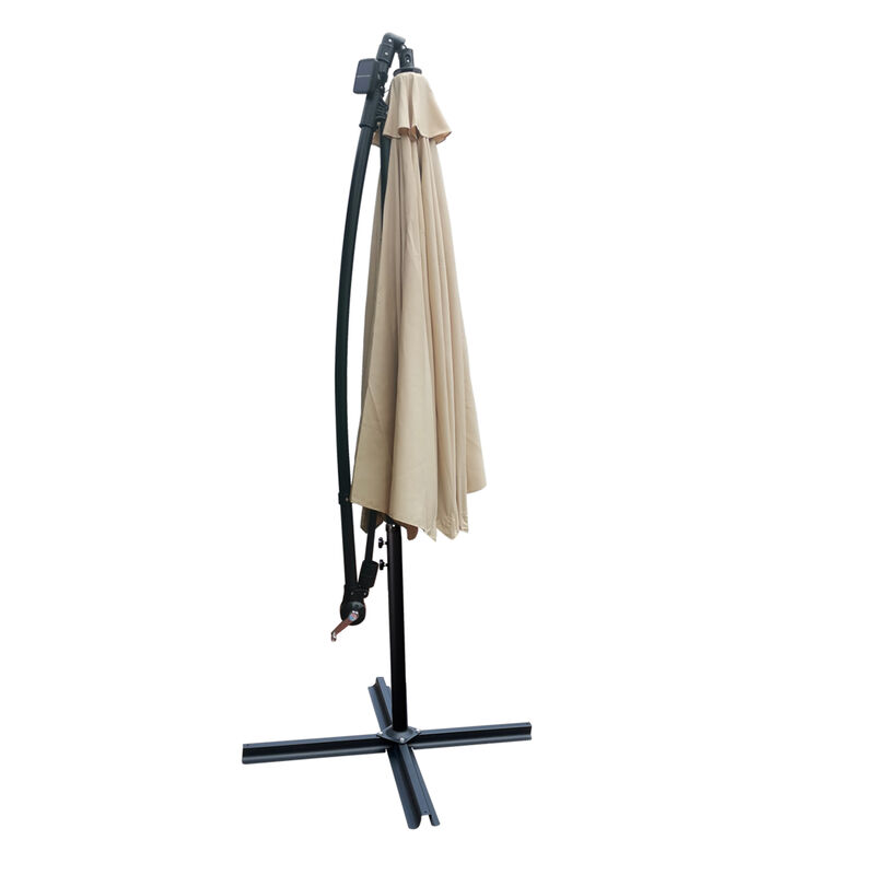10ft Outdoor Patio Umbrella Solar Powered LED Lighted Sun Shade Market Waterproof 8 Ribs Umbrella with Crank and Cross Base - Garden Deck Backyard Pool Shade