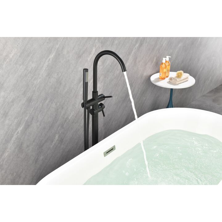 Matte Black Freestanding Tub Filler with Handheld Shower