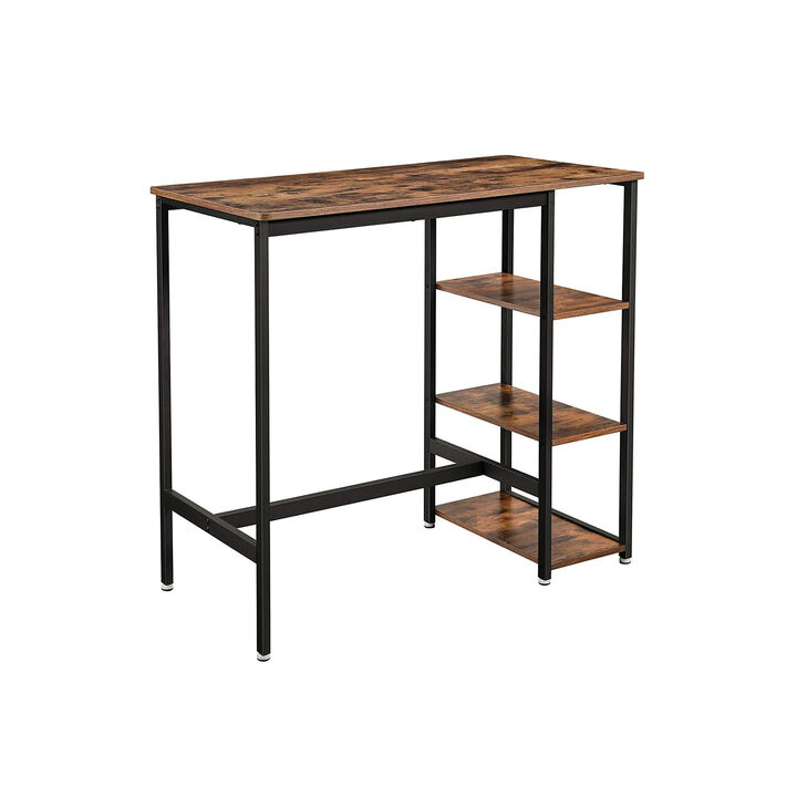 Bar Table, High Dining Table with 3 Storage Shelves