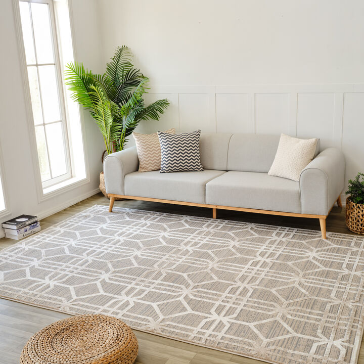 Nomad Abstract Modern Beige Brown Indoor Area Rug