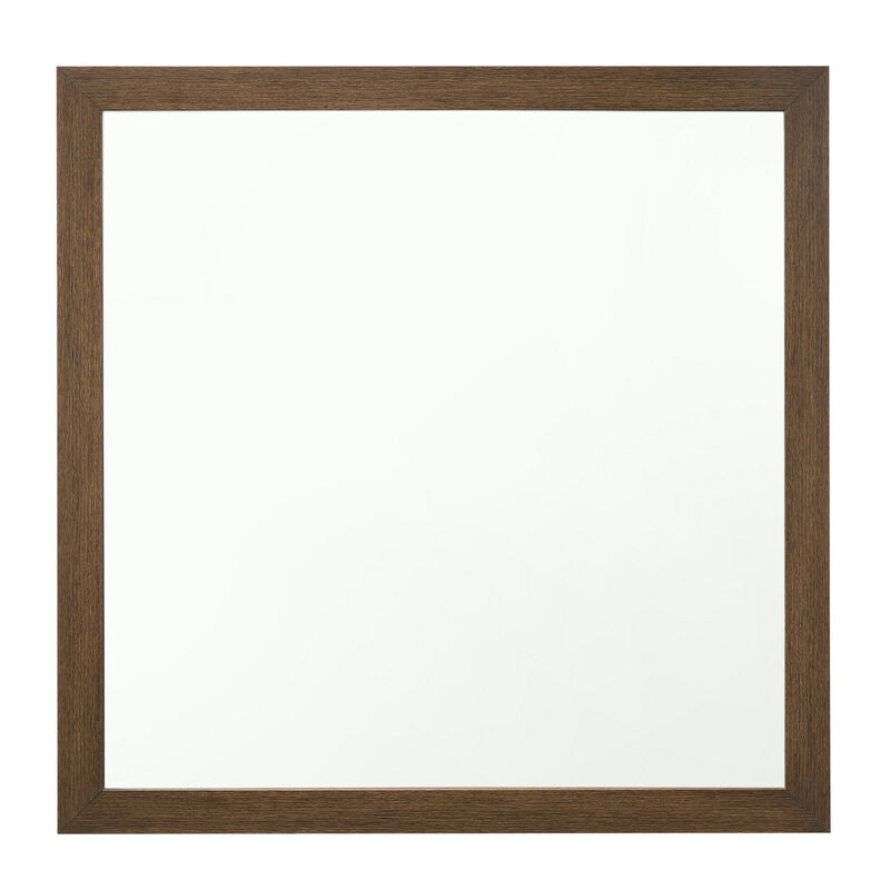 Transitional Style Wooden Frame Mirror with Grain Details, Brown-Benzara