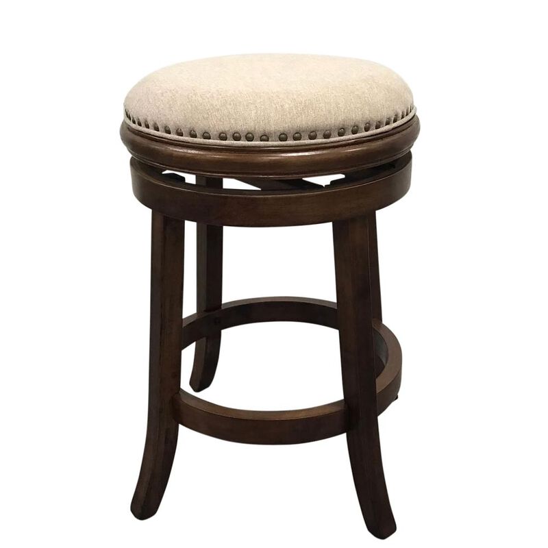 Carolina Living Bennet Upholstered Swivel Barstool - Set of 2 - Walnut - Beige Upholstery