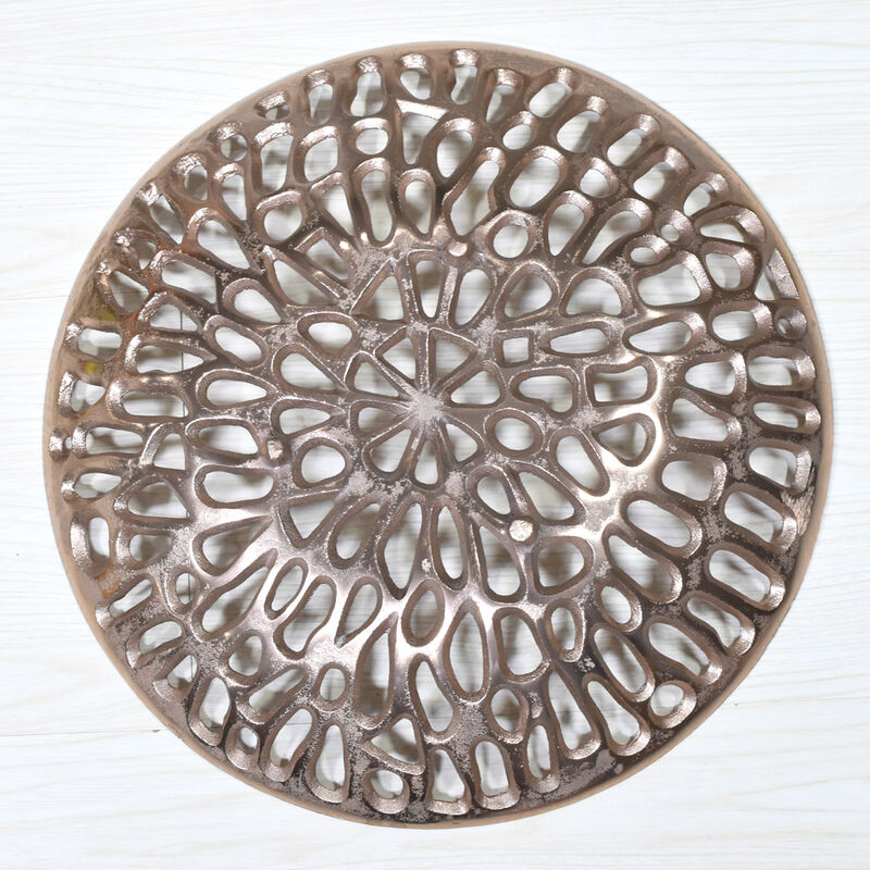 Handmade Decorative Gold Color Coated 5.51 x 5.51 x 1.37 Inches Aluminium Tray 063AB BBH Home's