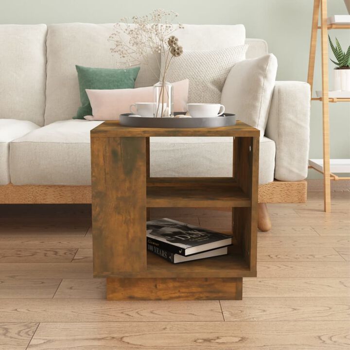 vidaXL Coffee Table Smoked Oak 15.7"x15.7"x16.9" Engineered Wood