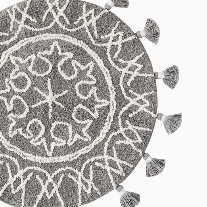 SKL Home Saturday Knight Ltd Medallia Visually Appealing 2-Tone Medallion Design Round Rug - 25x25", Gray