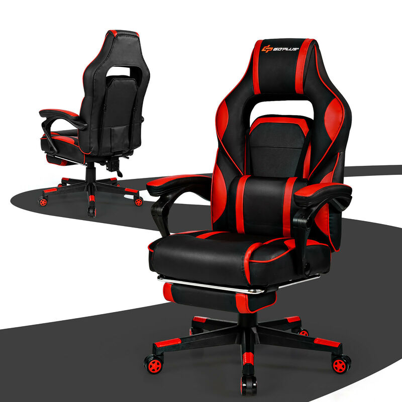Goplus Massage Gaming Chair Reclining Racing Computer Office Chair with Footrest White
