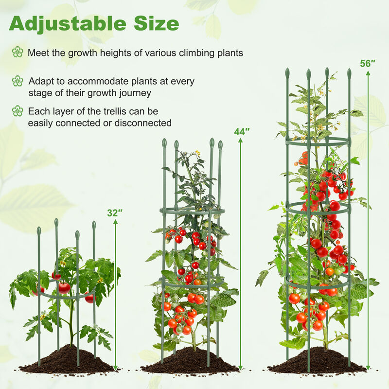 2-Pack Garden Trellis Tomato Cage with Adjustable Height-Green