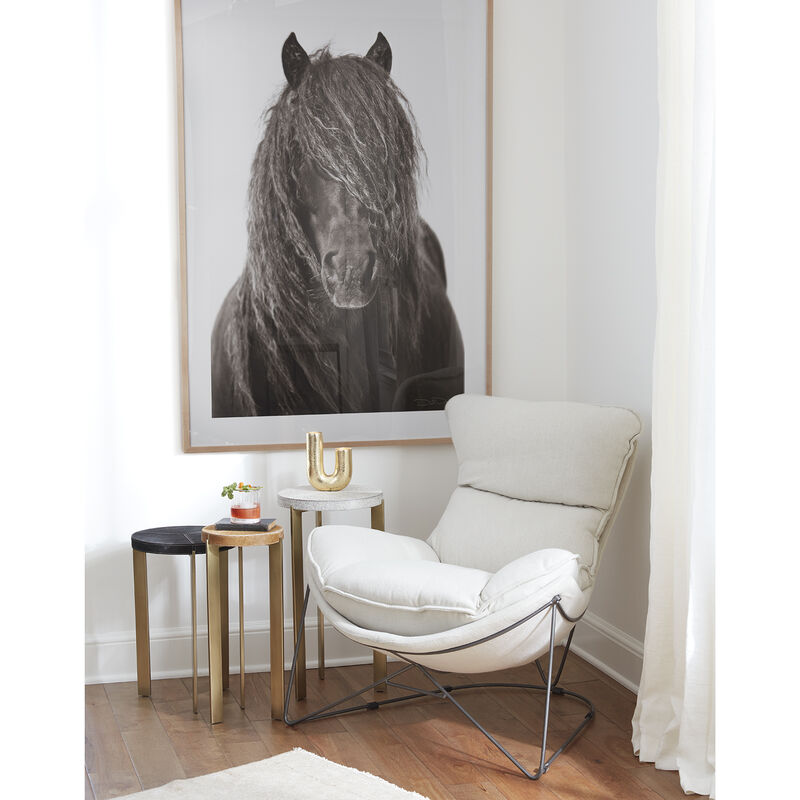 Andres Hair on Hide Brass Mixer Table Set