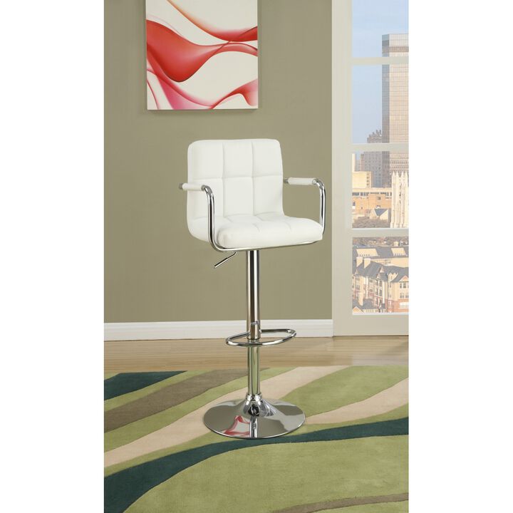 Set of 2 White Faux Leather Barstool Chairs