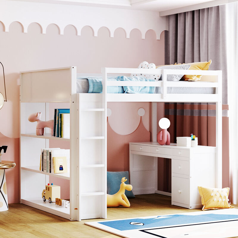 Merax Loft Bed with Ladder and Desk