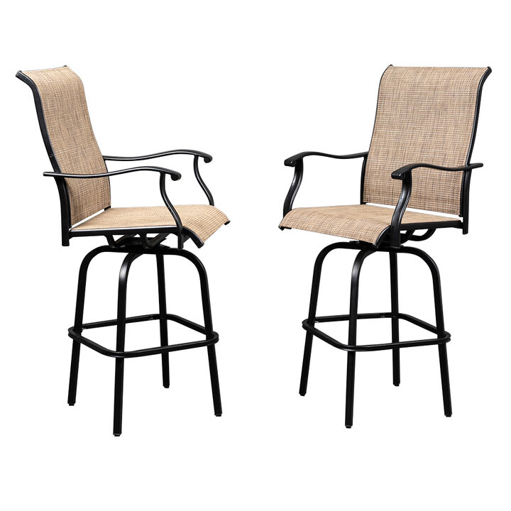 2pcs Wrought Iron Swivel Bar Chairs for Patio or Outdoor Bar