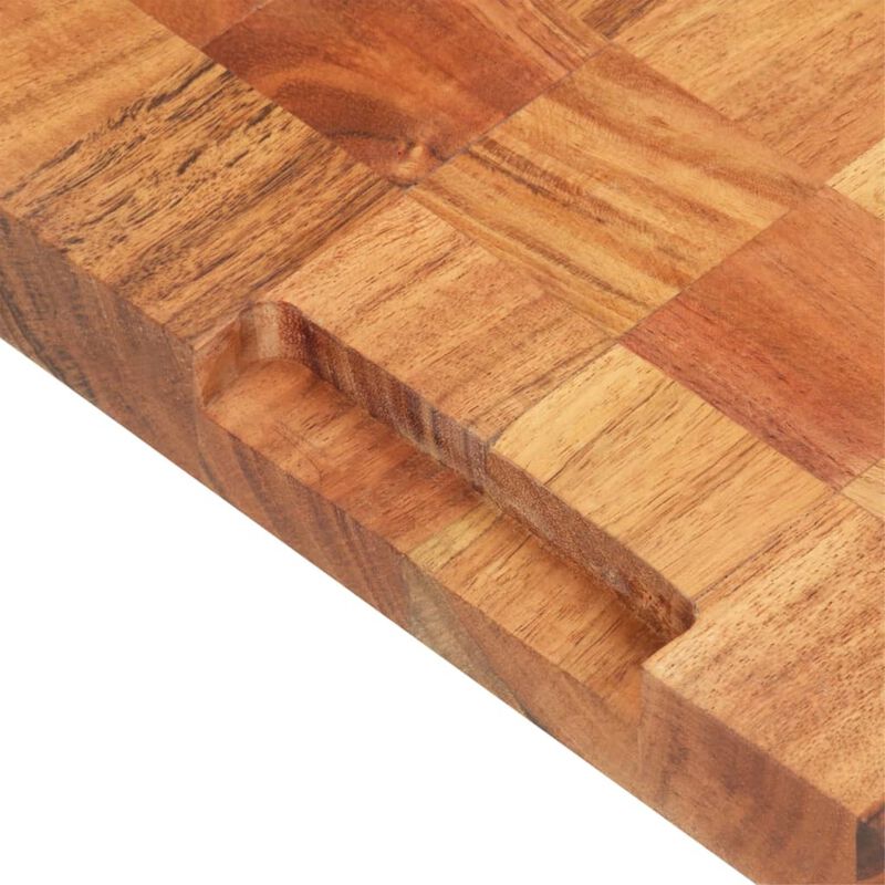 vidaXL Solid Acacia Wood Chopping Board - Tropical Hardwood Cutting Block with Unique Grains - User-friendly Design and Generous Size for Everyday Kitchen Use - 19.7"x13.4"x1.5"