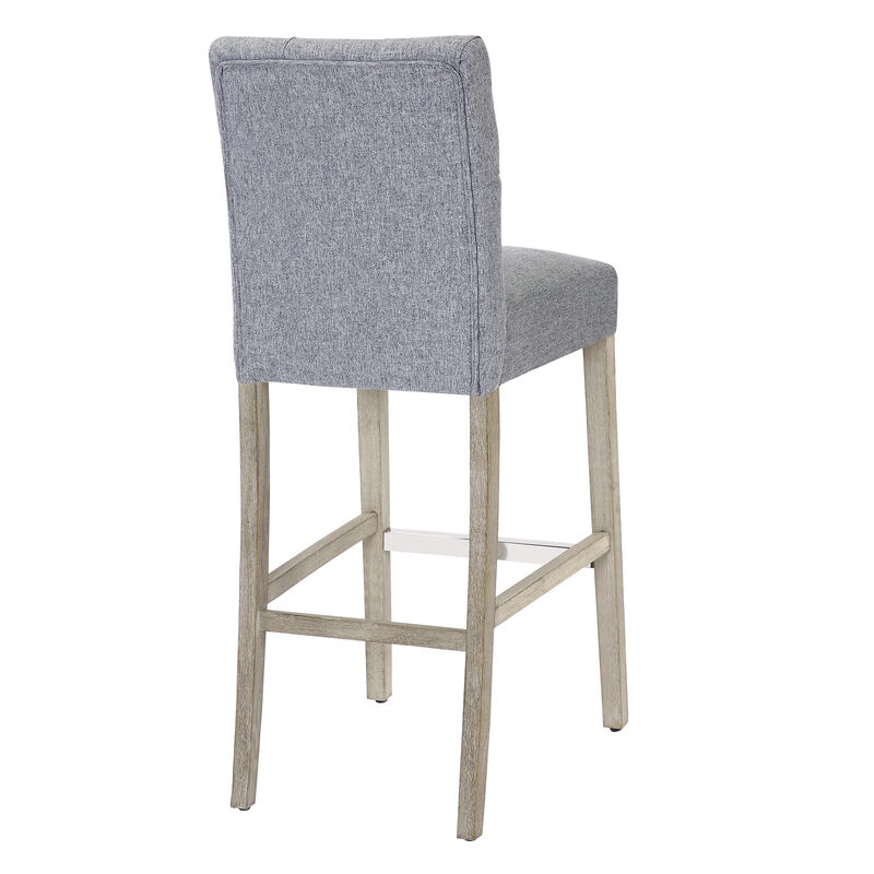 WestinTrends 29" Linen Fabric Tufted Upholstered Bar Stool, Antique Grey