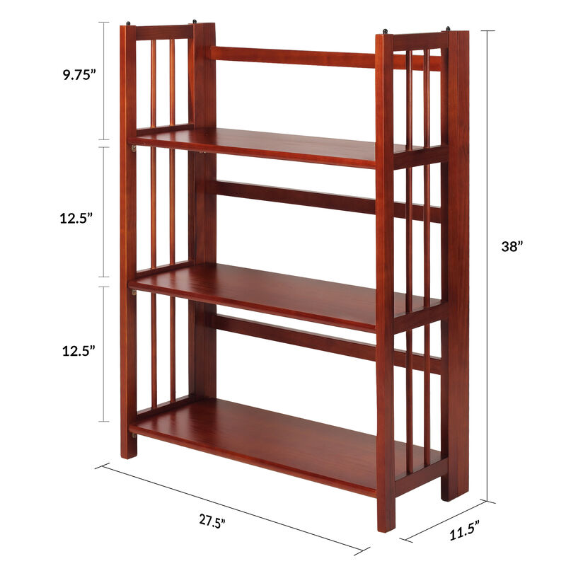 Casual Home 3-Shelf Folding Stackable Bookcase (27.5" Wide)-Mahagony