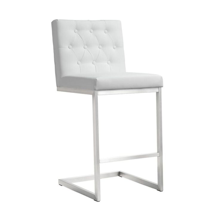 Belen Kox White Stainless Steel Counter Stool Set, Belen Kox