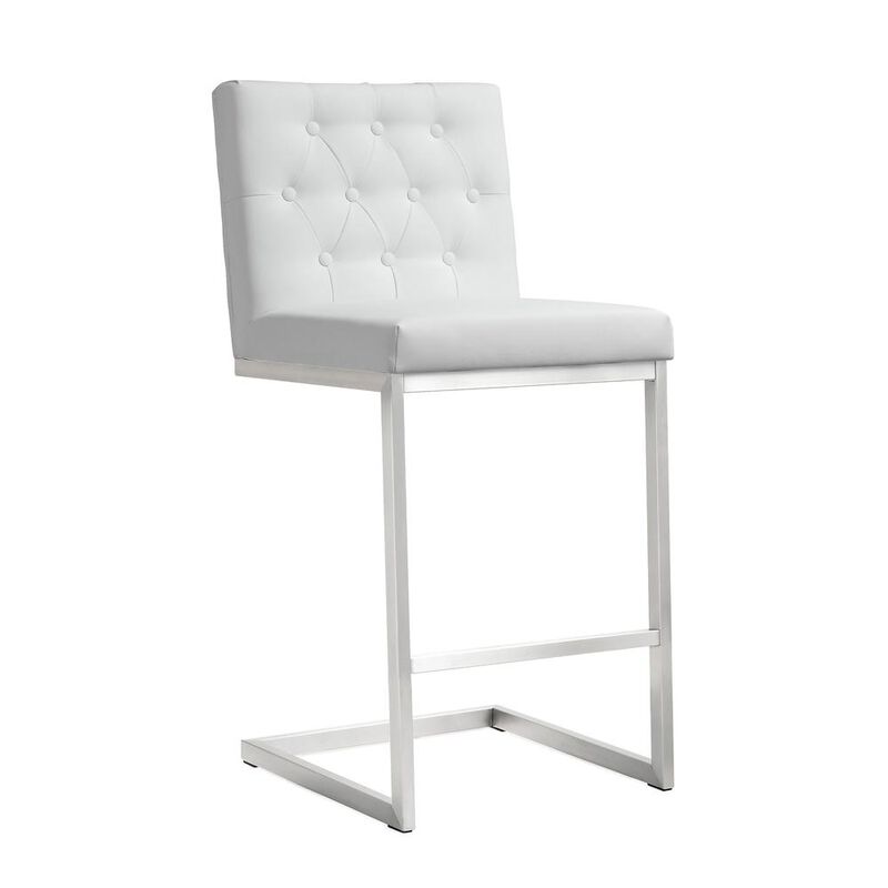 Belen Kox White Stainless Steel Counter Stool Set, Belen Kox