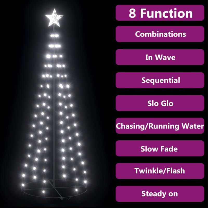 vidaXL Christmas Cone Tree Cold White 100 LEDs Decoration 27.6"x70.9"