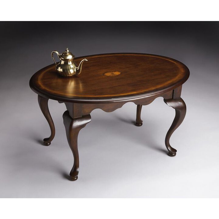 Butler Specialty Company Grace Oval 4 Legs Coffee Table, Dark Brown