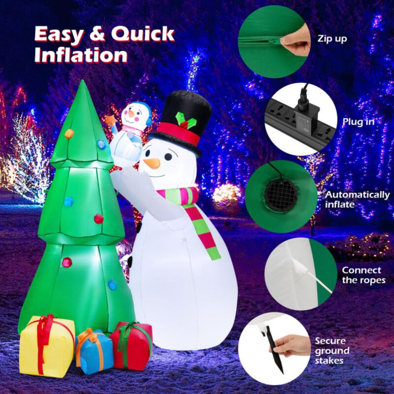 Inflatable Christmas Snowman and Tree Decoration Set with LED Lights
