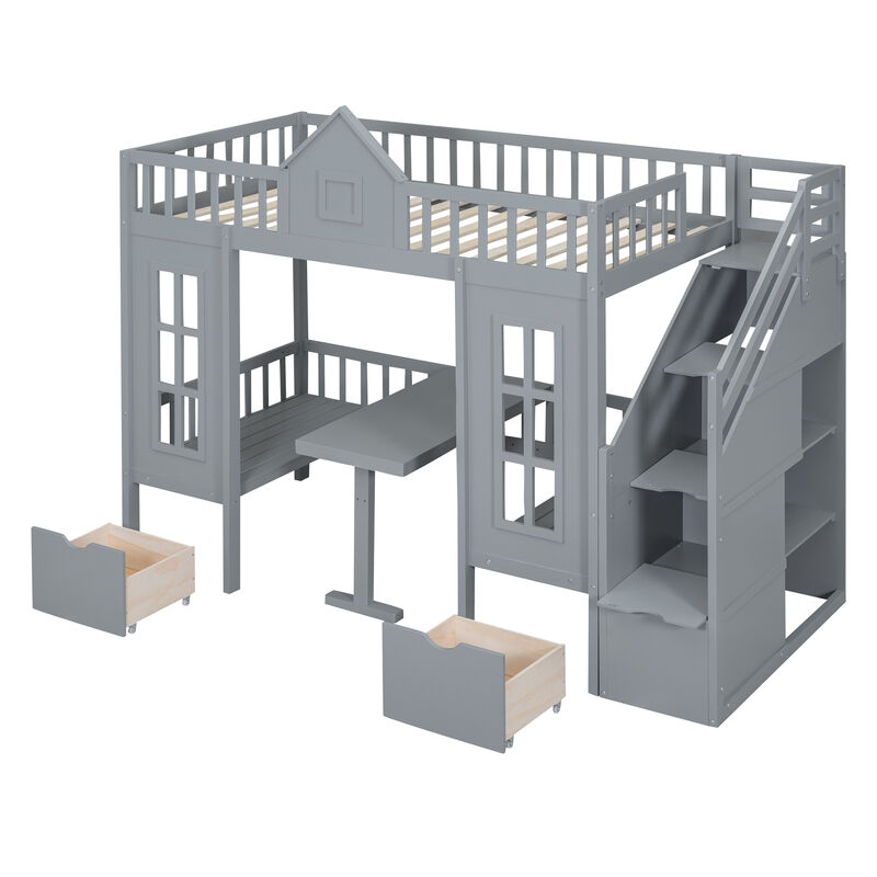Merax Bunk Bed with Table