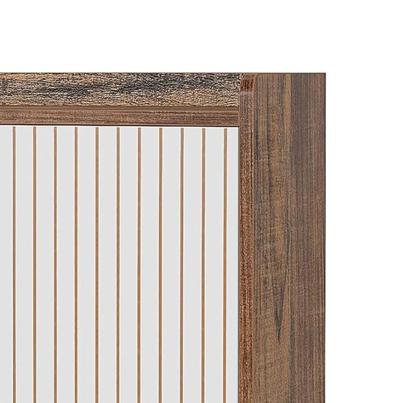 Shoe Cabinet Console, Gold Strip Doors, 5 Shelves, 41 Inch Brown White - Benzara