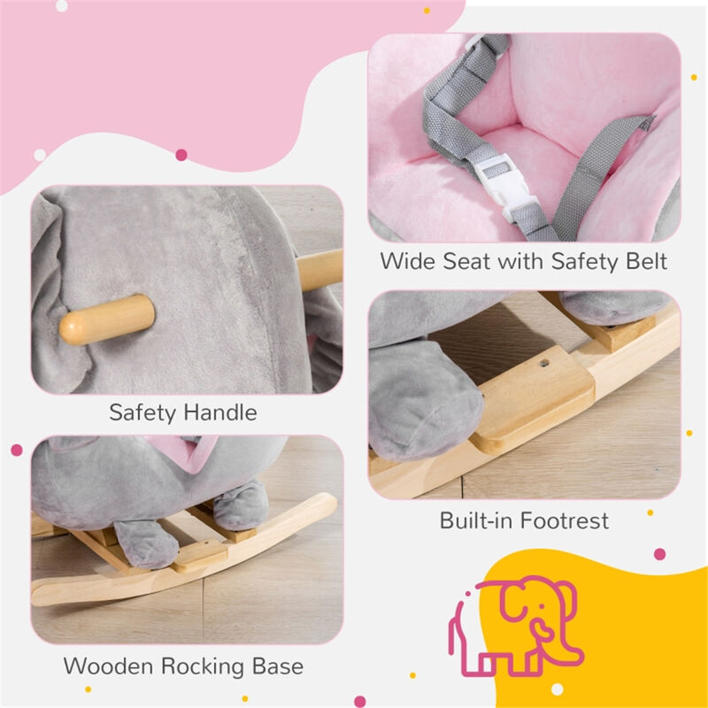 Baby Rocking Horse for 1.5-3 Year Olds, Soft Plush Ride-On Toy for Toddlers