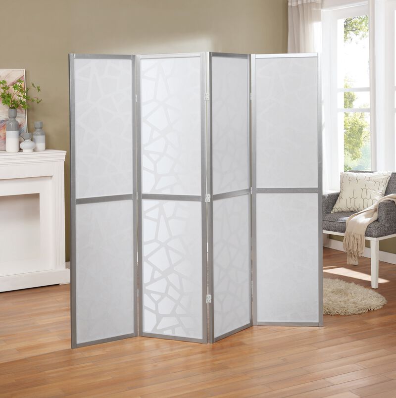 Streamdale Giyano 4 Panel Screen Room Divider, Sliver