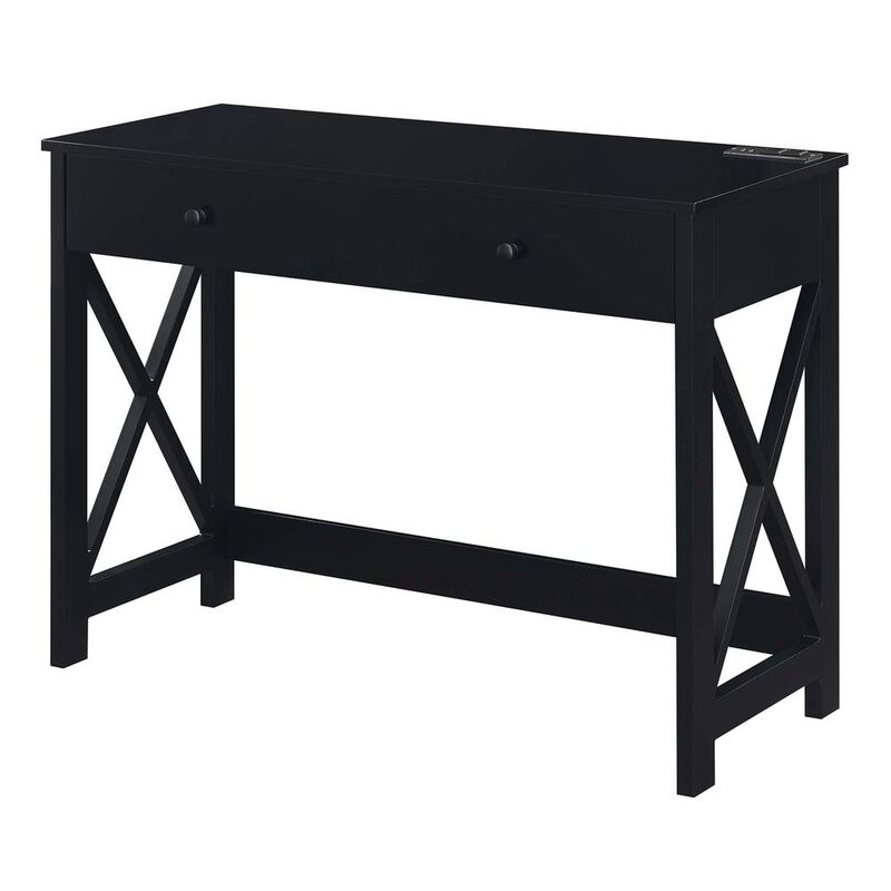 Convenience Concepts Oxford 42 inch Desk with Charging Station Black
