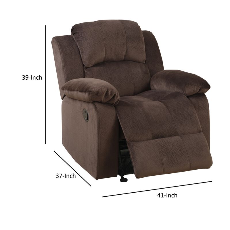 Rocker Recliner In Choco Brown Suede Fabric-Benzara