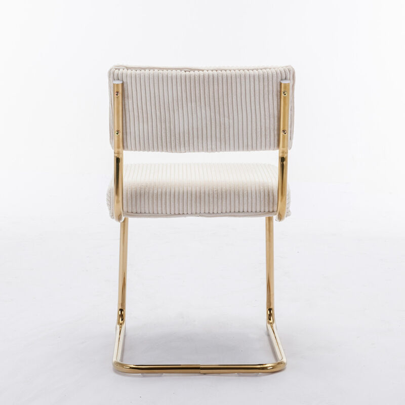 Corduroy Dining Chairs, Gold Base, Set of 2