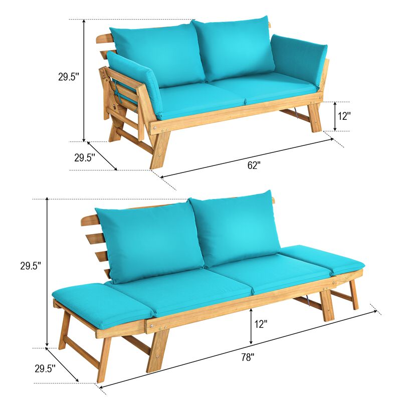 Adjustable  Patio Convertible Sofa with Thick Cushion