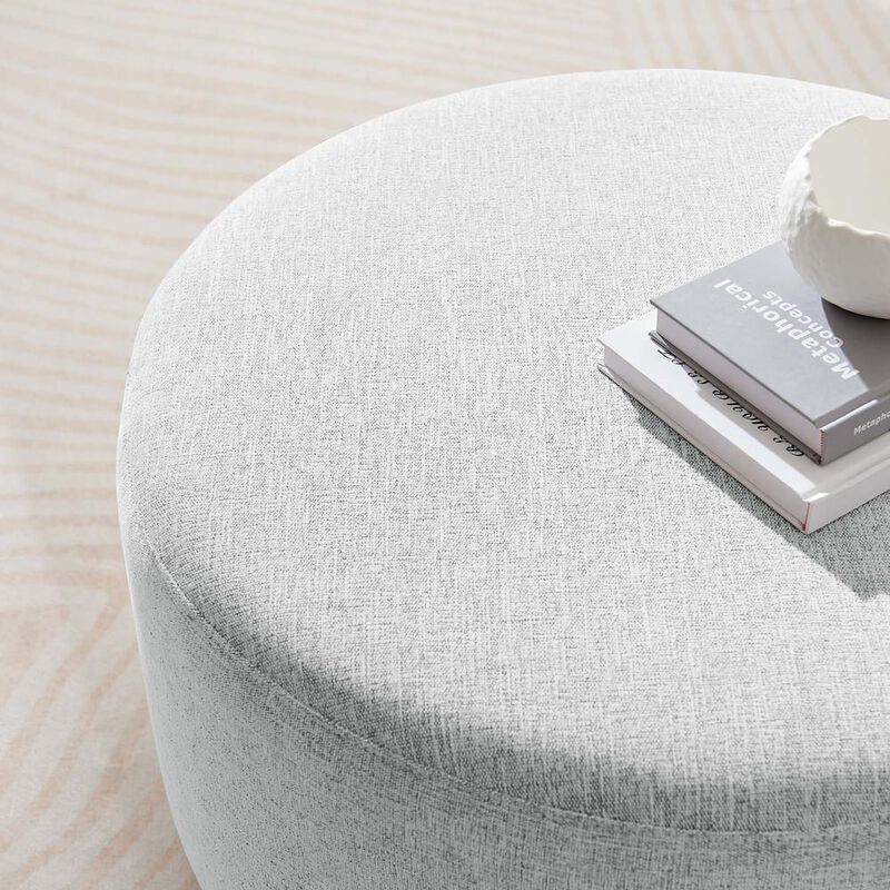 Modway Callum Large 29 Round Woven Heathered Fabric Upholstered Ottoman
