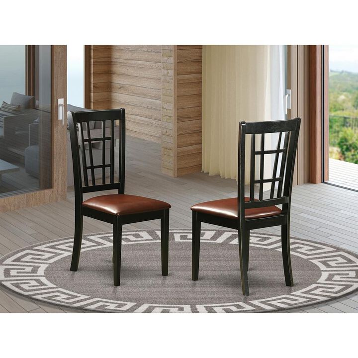 East West Furniture Nicoli  Dining  Chair  with  Faux  Leather    Upholstered  Seat  ,  Set  of  2