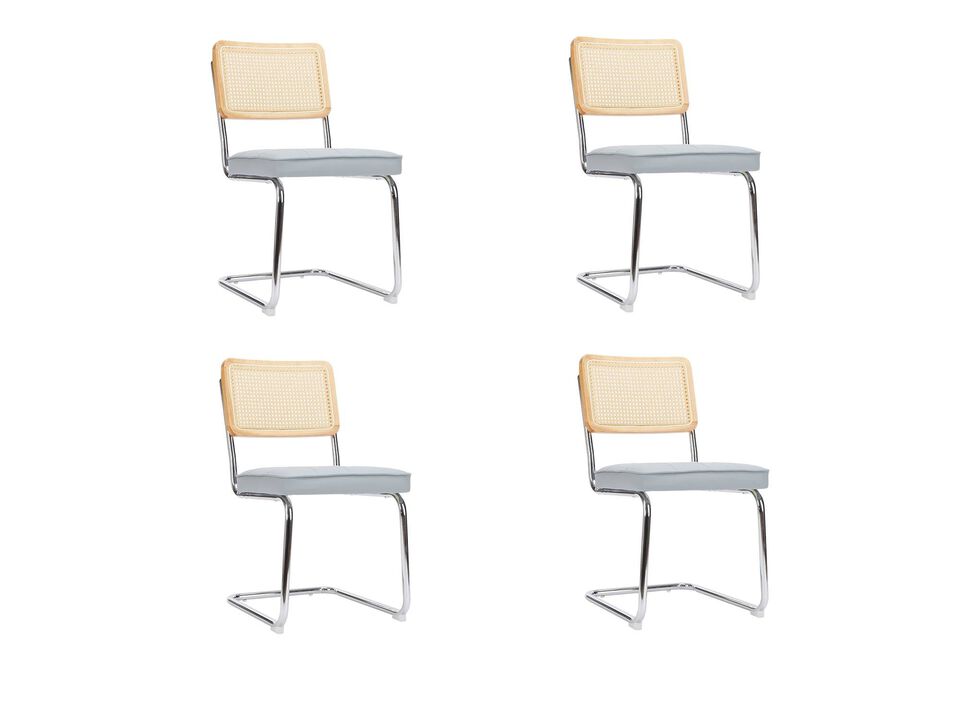Cesca Chair Armless with Upholstered Seat & Cane Back, Set of 4