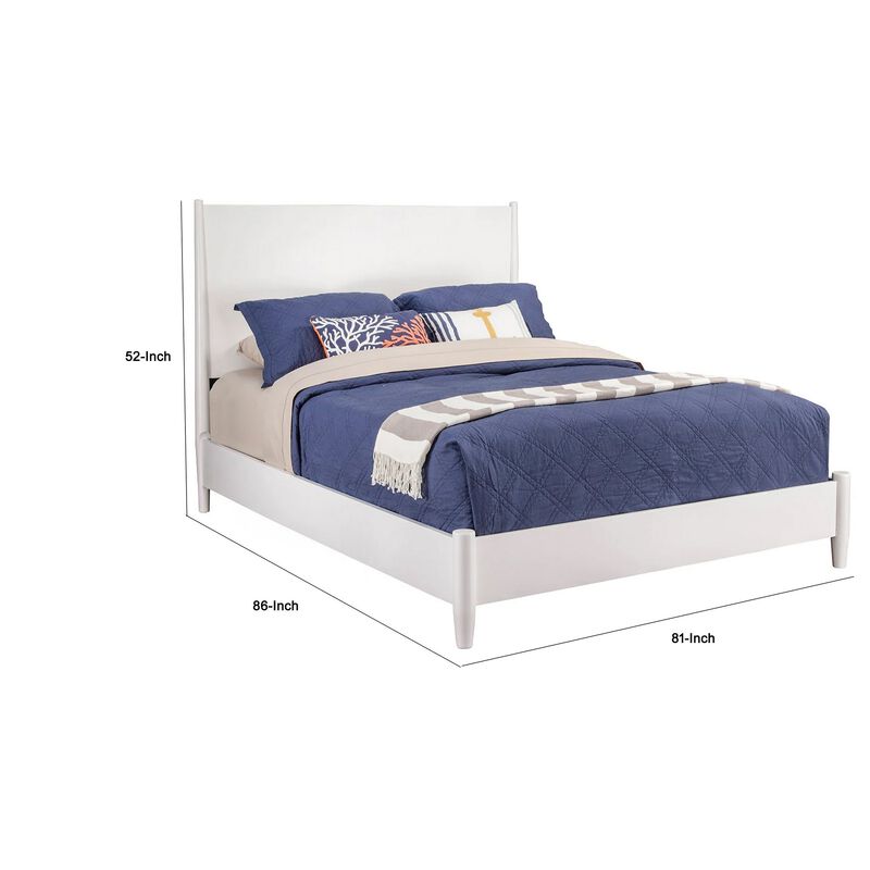 Flynn Mid Century Modern Standard King Panel Bed, White