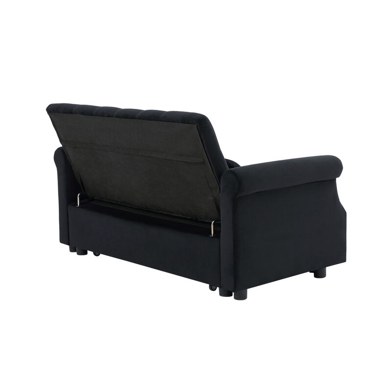 Modern Velvet Loveseat Sleeper Sofa with Pull-Out Bed