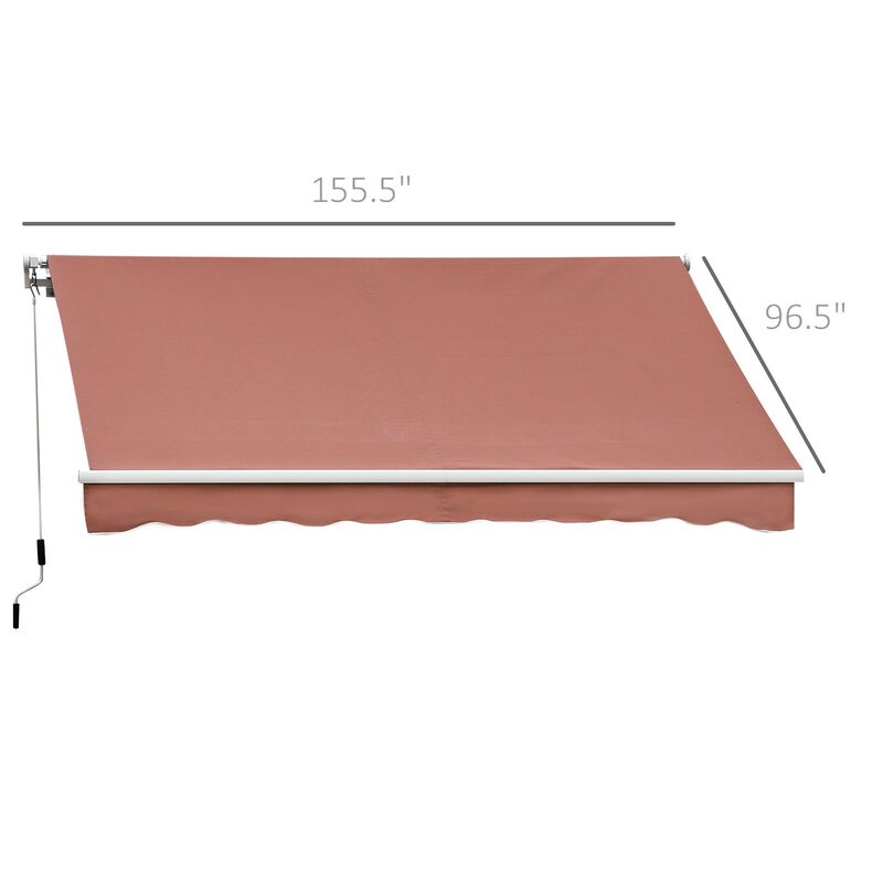 Coffee Brown Patio Cover: 13'x8' Durable Manual Retractable Sun Shade