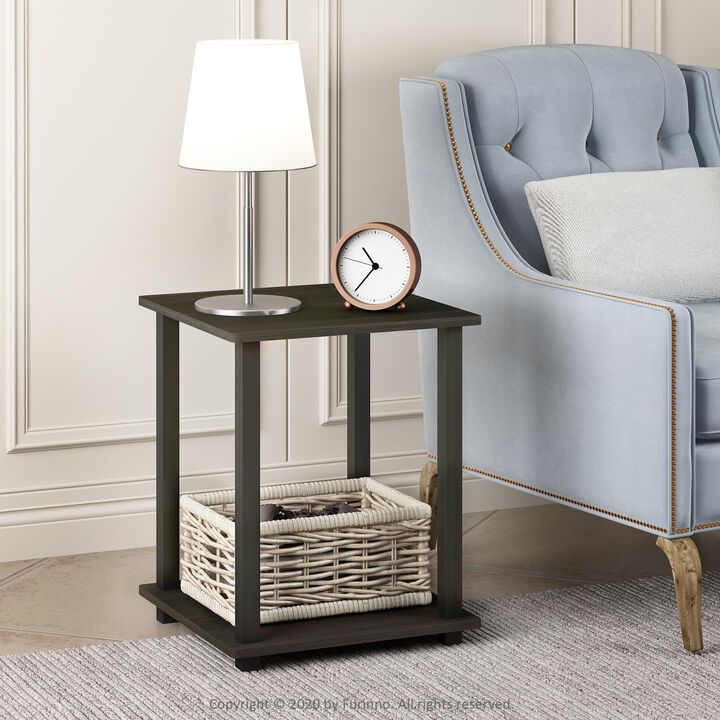 FurinnoFurinno Simplistic Set of 2 End Table, Espresso/Black