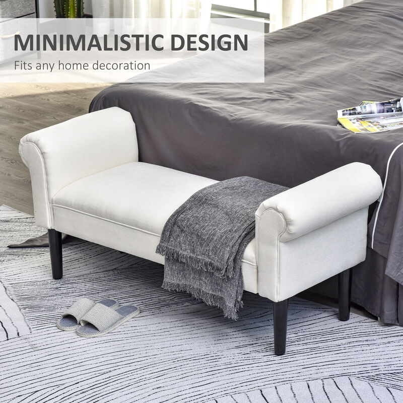52" Modern Rolled Arm Bench Bed End Ottoman Sofa Seat Footrest Bedroom Entryway