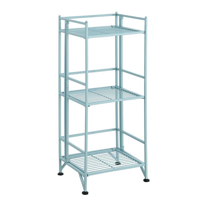 Convenience Concepts Xtra Storage 3 Tier Folding Metal Shelf Blue