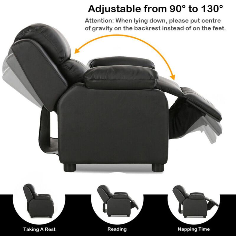 Hivvago Deluxe Kids Armchair Recliner Headrest Sofa w/ Storage Arms