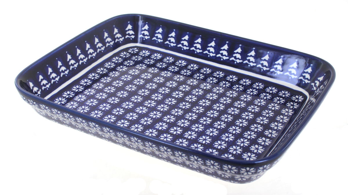 Blue Rose Polish Pottery Willow Medium Rectangular Baker