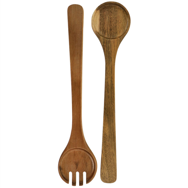 Gibson Elite 3 Piece Acacia Wood Salad Bowl and Spoon Set in Brown