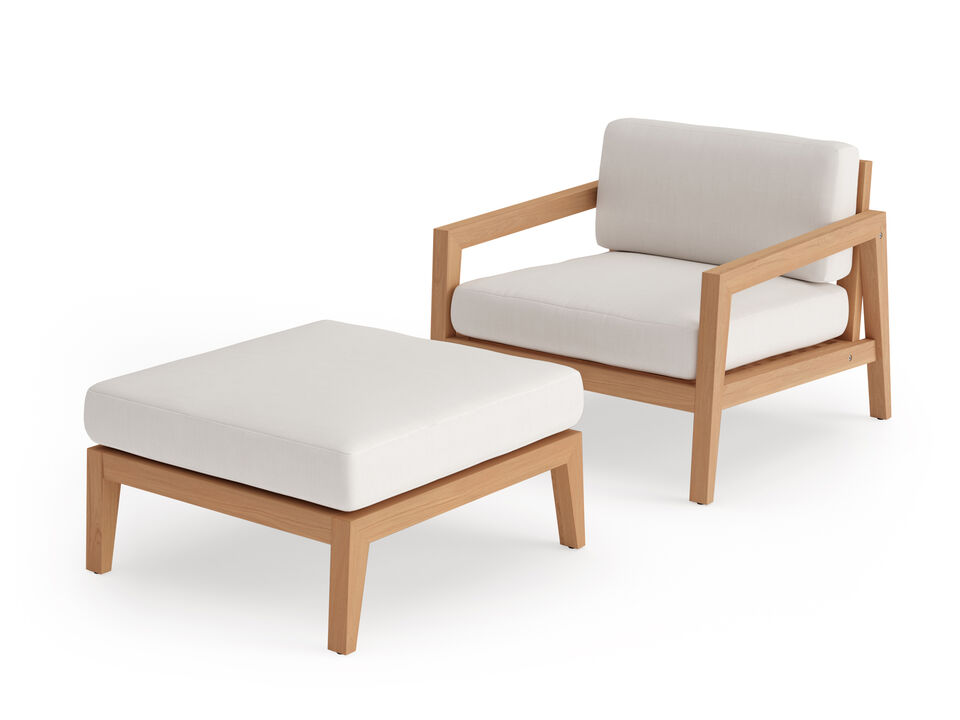 Rhodes Chat Chair with Ottoman - Aluminum