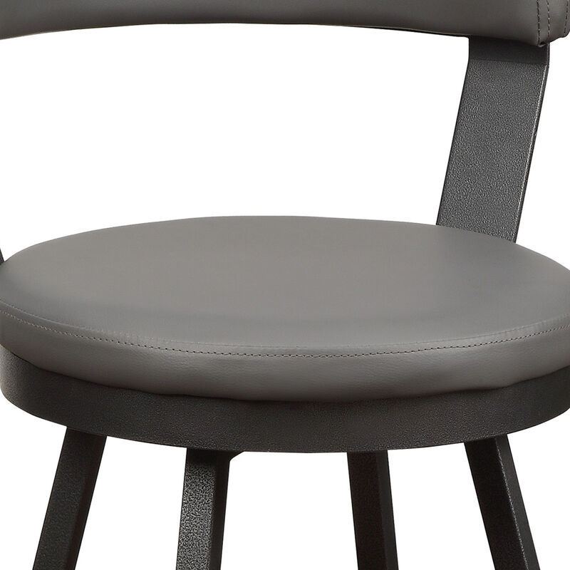 Leatherette Pub Chair with Curved Design Open Backrest, Set of 2,Light Gray - Benzara