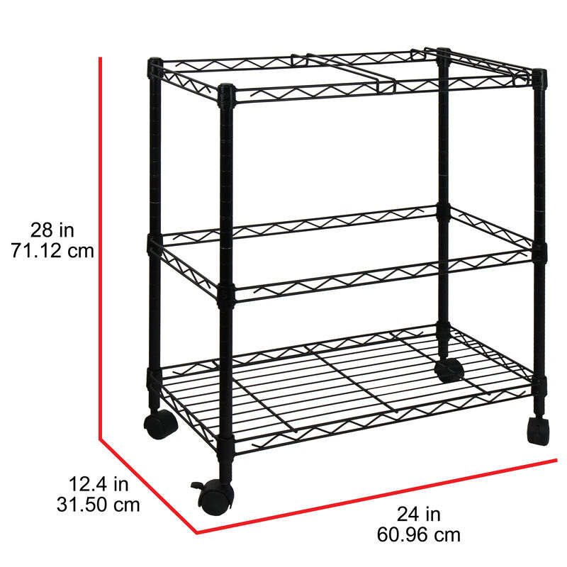 Oceanstar Portable 2-Tier Metal Rolling File Cart