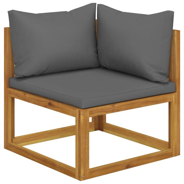 vidaXL 2-Seater Patio Bench with Dark Gray Cushions - Durable Solid Acacia Wood Outdoor Bench - Adaptable Modular Seating - Weather Resistant & Comfortable.