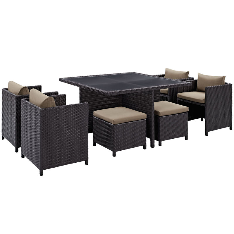 Inverse 9 Piece Outdoor Patio Dining Set - Espresso Mocha