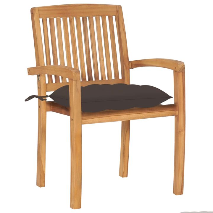 vidaXL Garden Chairs 2 pcs with Taupe Cushions Solid Teak Wood